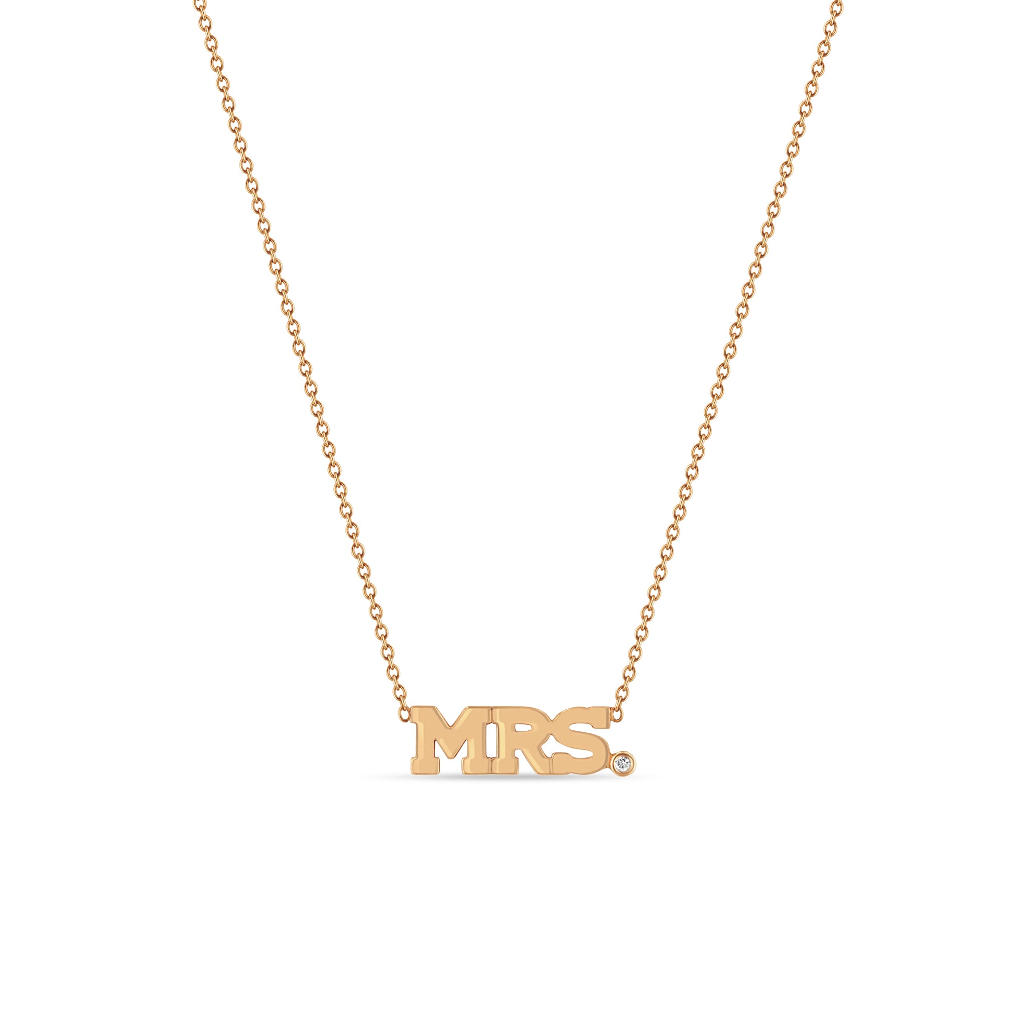 Zoë Chicco 14kt Gold 3 Letter with Diamond Bezel Necklace