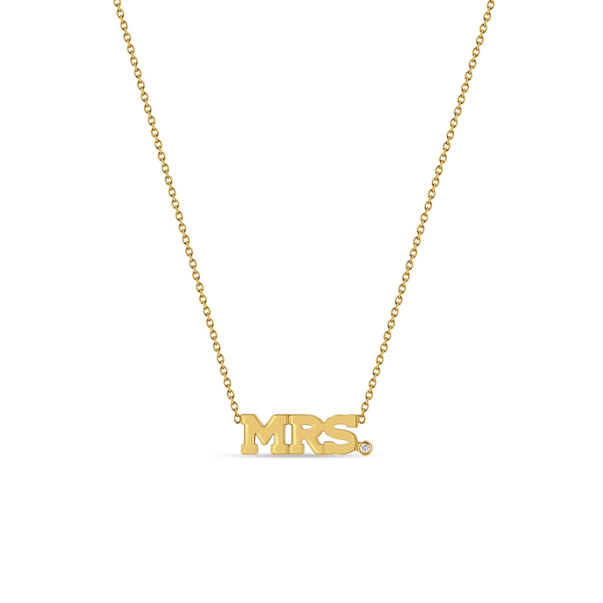 Zoë Chicco 14kt Gold 3 Letter with Diamond Bezel Necklace