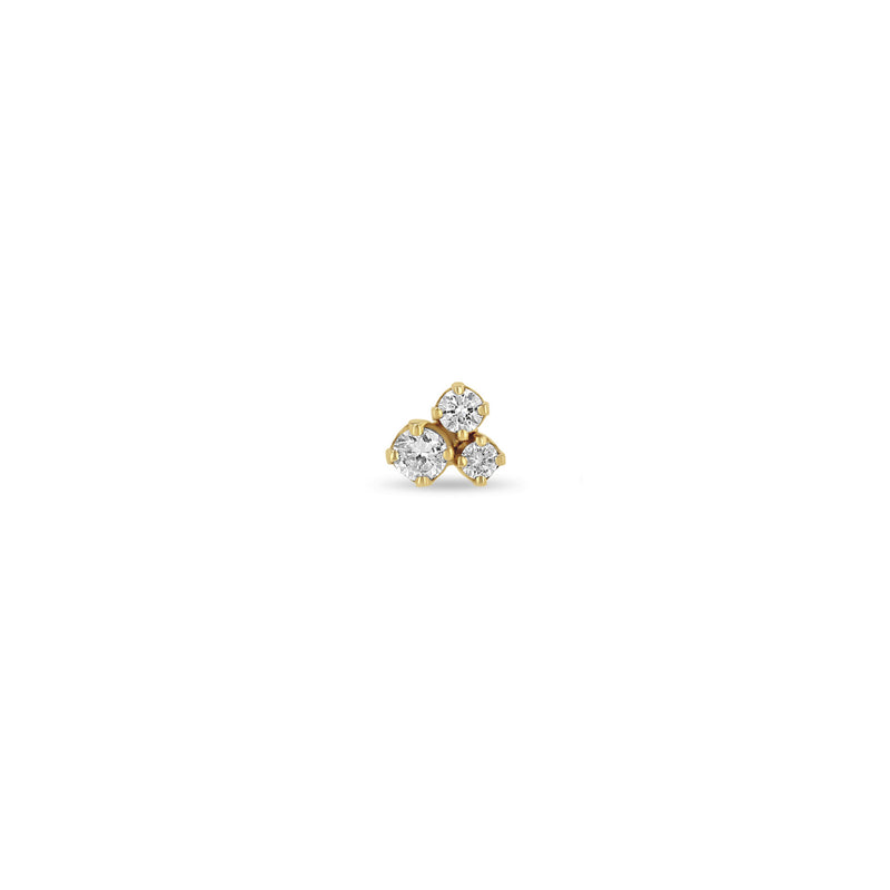 Single Zoë Chicco 14k Gold 3 Mixed Prong Diamond Cluster Stud Earring