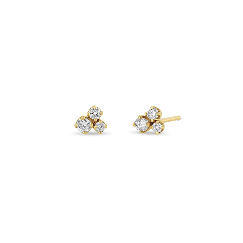 Zoë Chicco 14k Gold 3 Mixed Prong Diamond Cluster Stud Earrings
