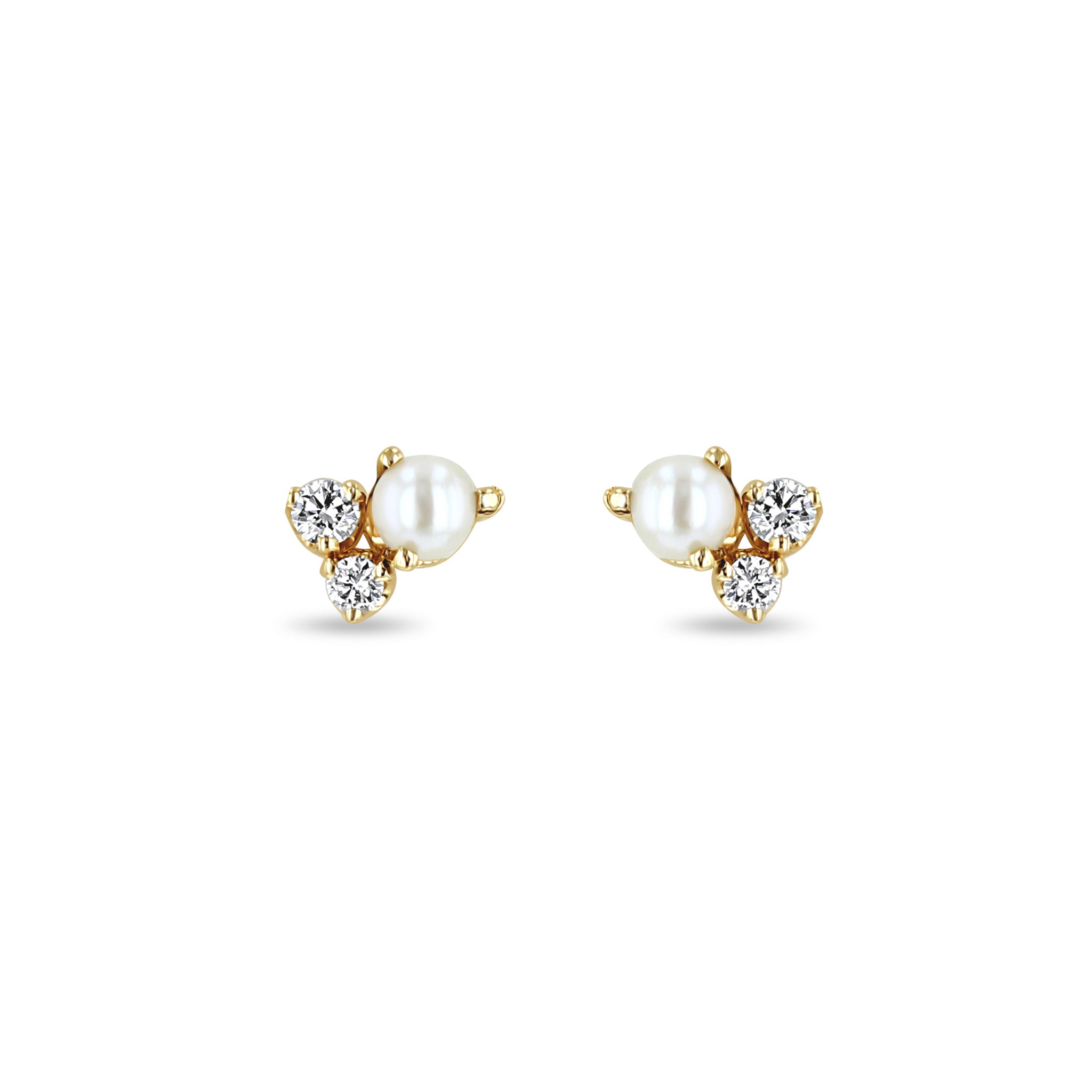 Zoë Chicco 14k Gold Mixed Prong Diamond & Pearl Cluster Stud Earrings