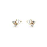 Zoë Chicco 14k Gold Mixed Prong Diamond & Pearl Cluster Stud Earrings