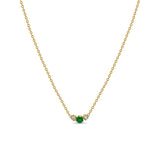 Zoë Chicco 14k Yellow Gold Mixed Prong Emerald & 2 Diamond Necklace