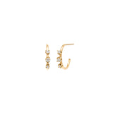 Zoë Chicco 14k Gold 3 Prong Set Diamond Huggie Hoop Earrings