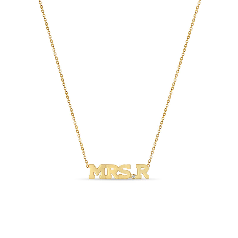 Zoë Chicco 14kt Gold MRS. & Initial Necklace