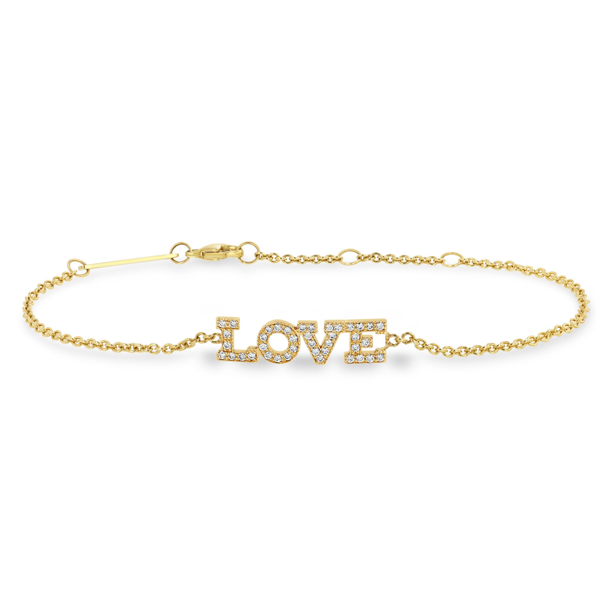 Zoë Chicco 14kt Gold Products 14k Pavé Diamond 4 Letter Bracelet