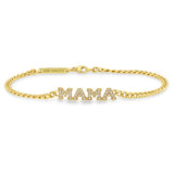 Zoë Chicco 14k Gold Pavé Diamond 4 Letter Small Curb Chain Bracelet, MAMA shown