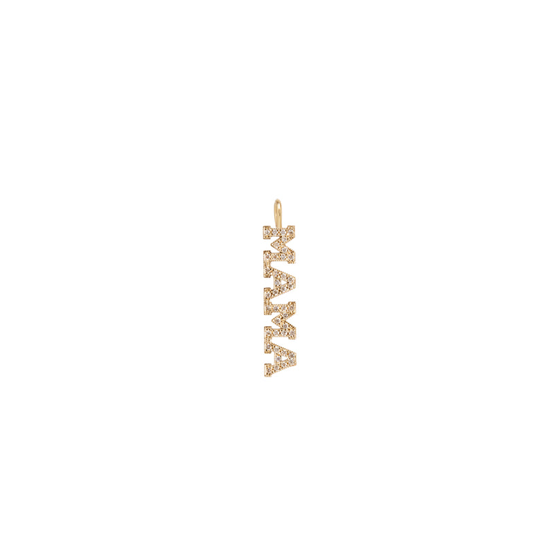 14k yellow gold diamond MAMA charm pendant