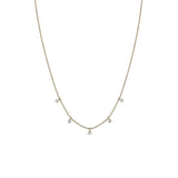Zoë Chicco 14k Gold 5 Tiny Dangling Diamond Bead Chain Necklace