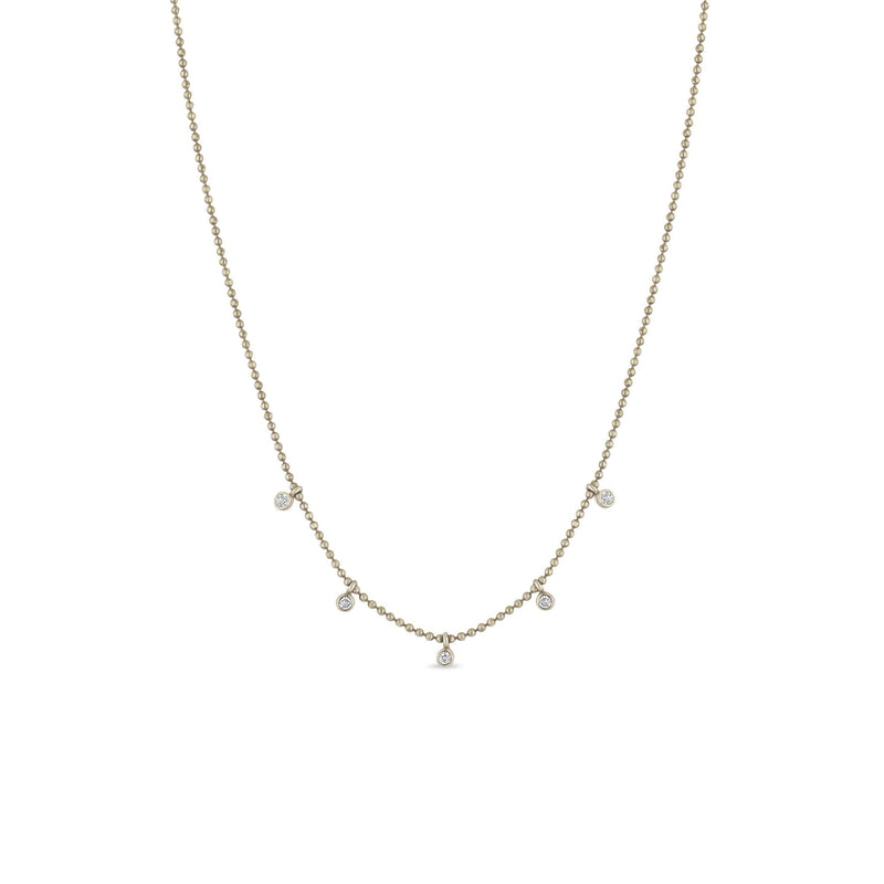 Zoë Chicco 14k Gold 5 Tiny Dangling Diamond Bead Chain Necklace