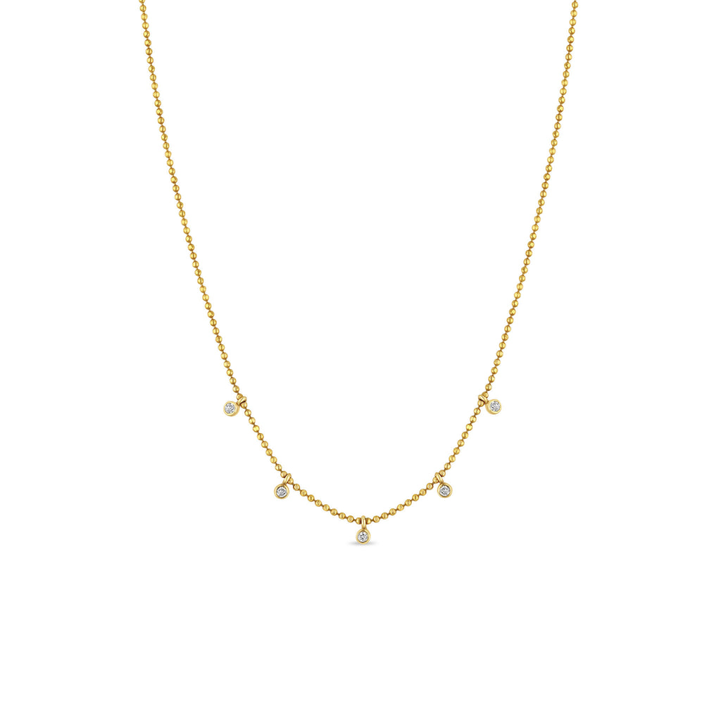 Zoë Chicco 14k Gold 5 Tiny Dangling Diamond Bead Chain Necklace – ZOË ...