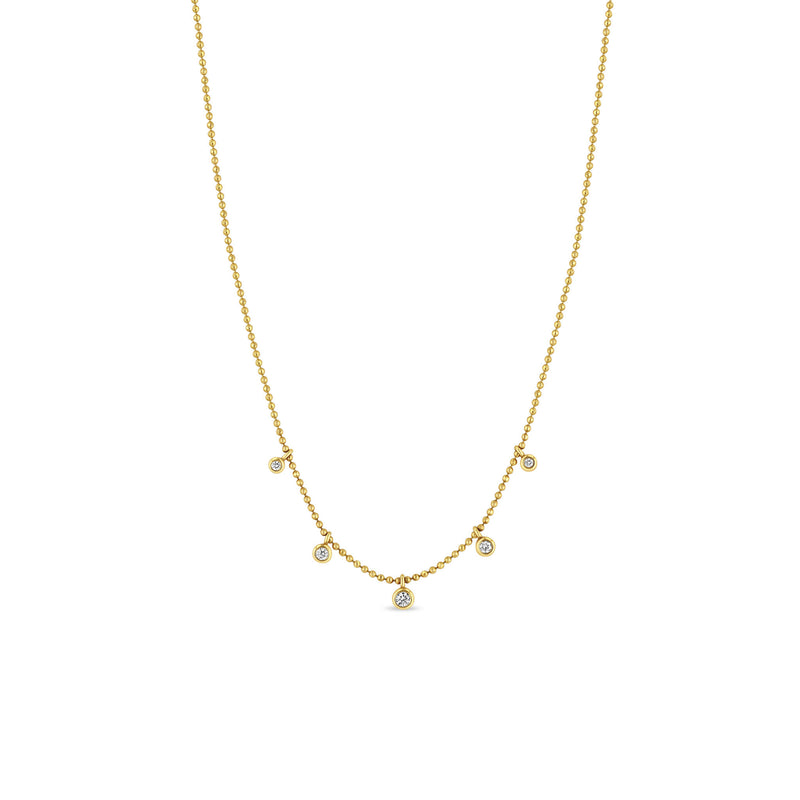 Zoë Chicco 14k Gold 5 Graduated Dangling Diamond Bead Chain Necklace