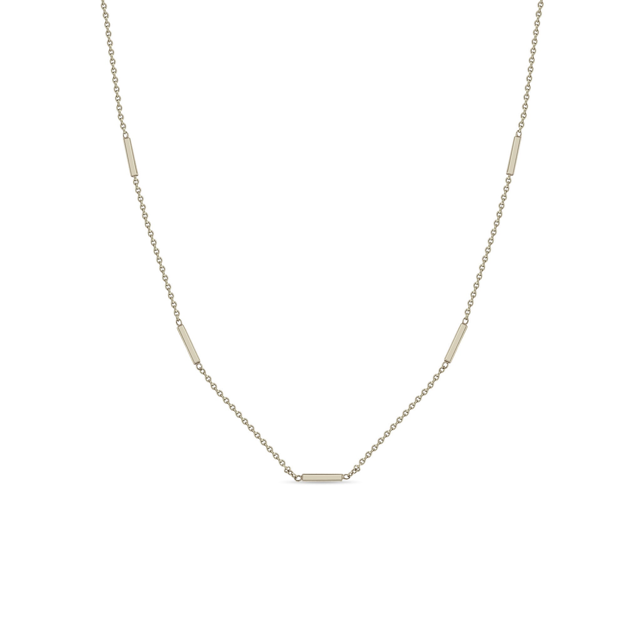 Zoë Chicco 14k White Gold 5 Horizontal Tiny Bar Station Necklace