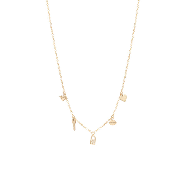 14k Itty Bitty Pavé Diamond Love on Lock Charm Necklace - SALE