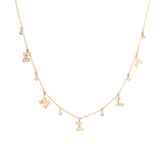 14k Dangling Diamonds & Letters Charm Necklace