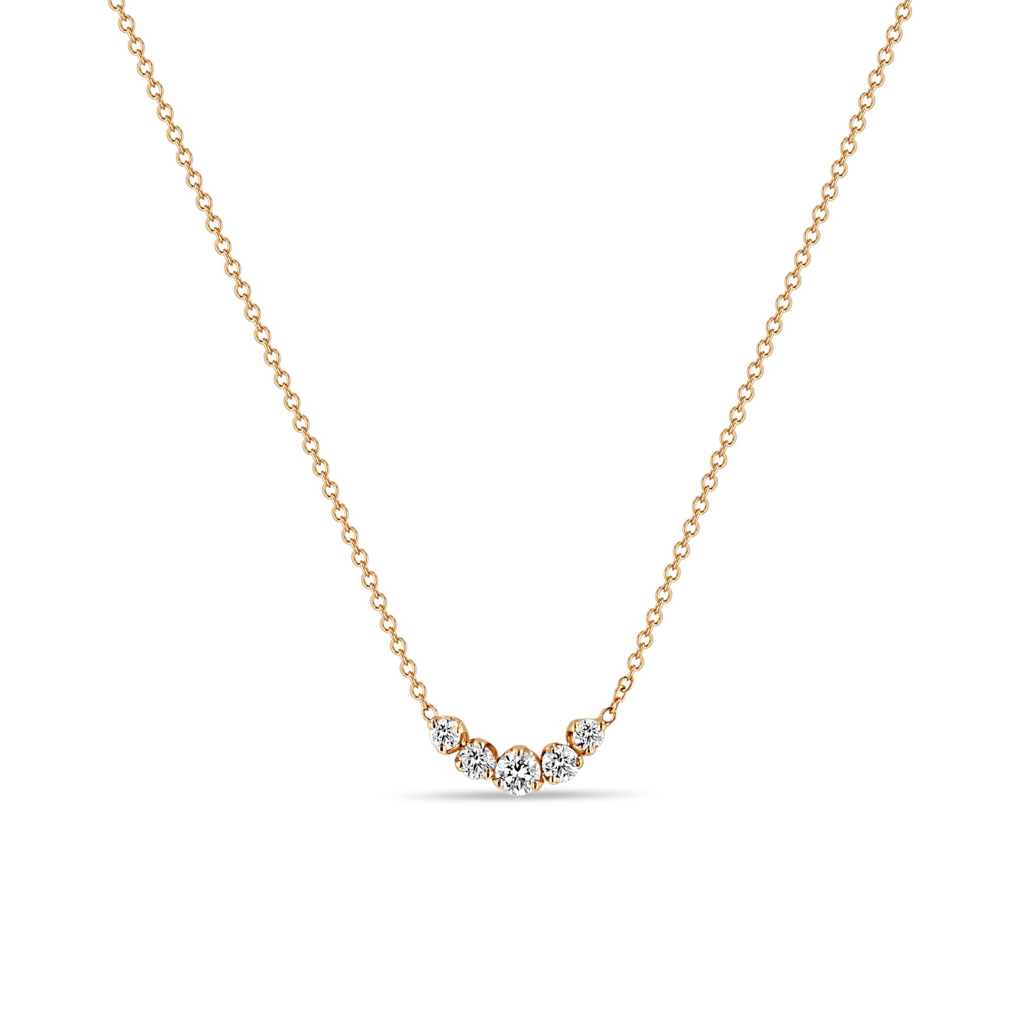 Zoë Chicco 14k Rose Gold 5 Graduated Prong Diamond Necklace