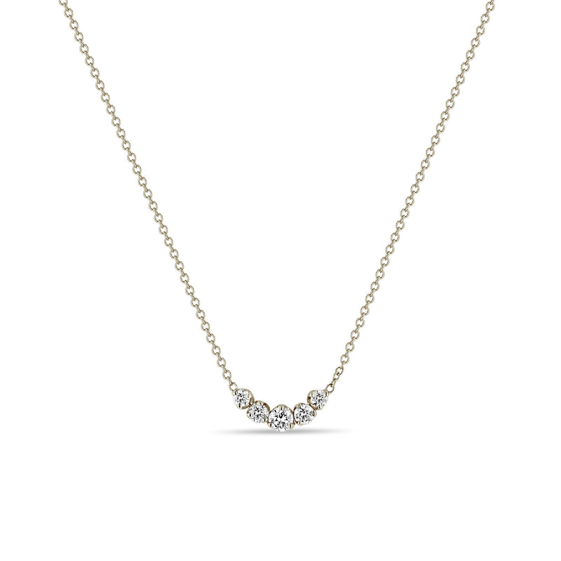 Zoë Chicco 14k White Gold 5 Graduated Prong Diamond Necklace