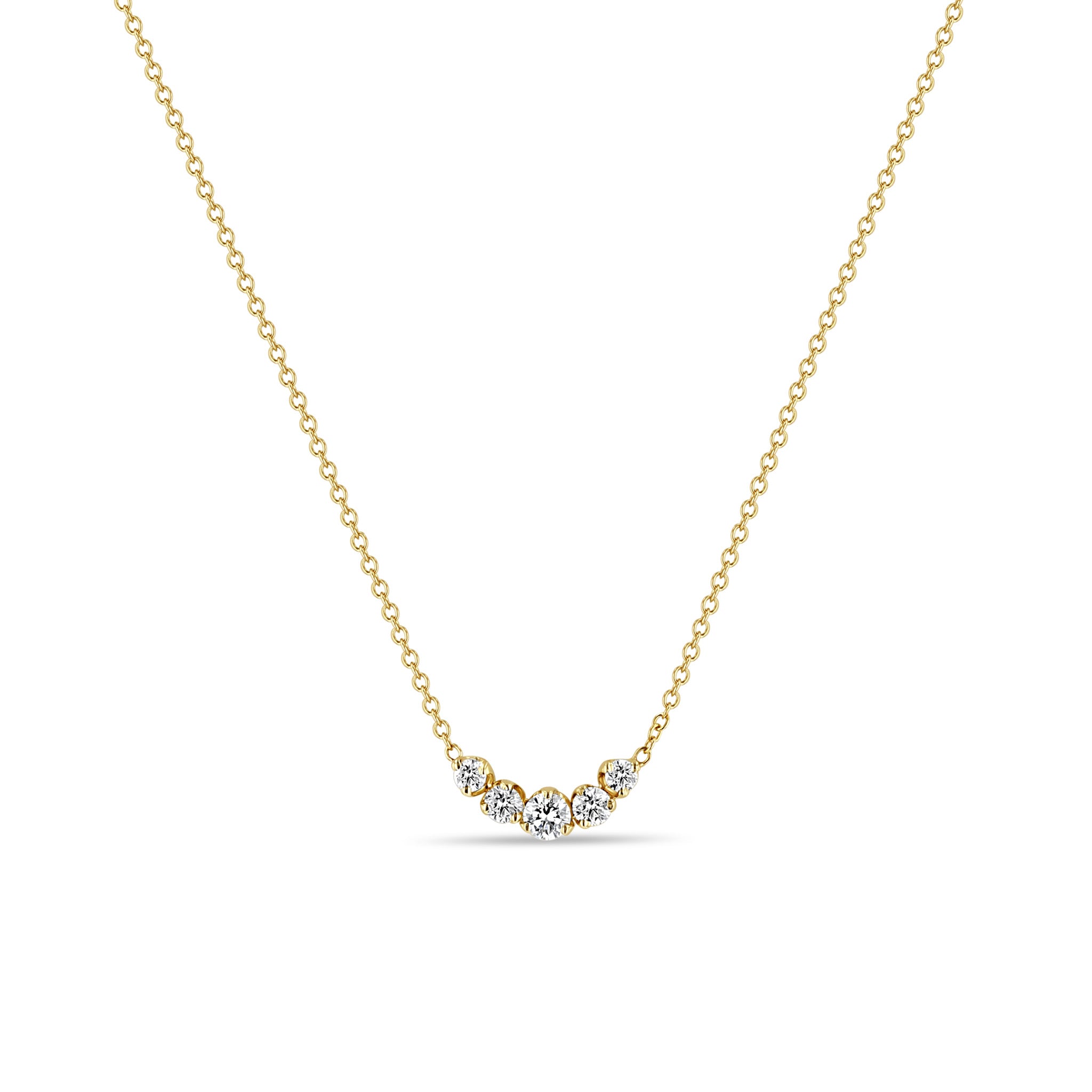 Zoë Chicco 14k Yellow Gold 5 Graduated Prong Diamond Necklace