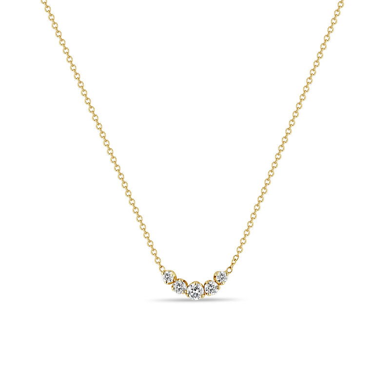 Zoë Chicco 14k Yellow Gold 5 Graduated Prong Diamond Necklace