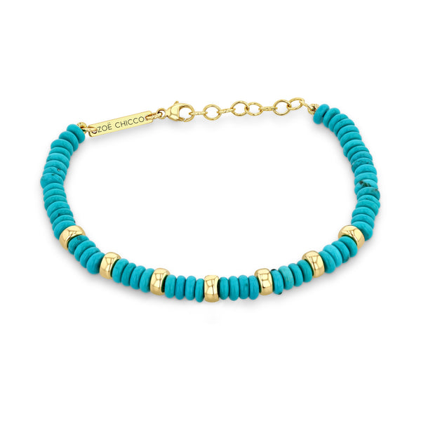 Zoë Chicco 14k Gold & Turquoise Rondelle Bead Bracelet