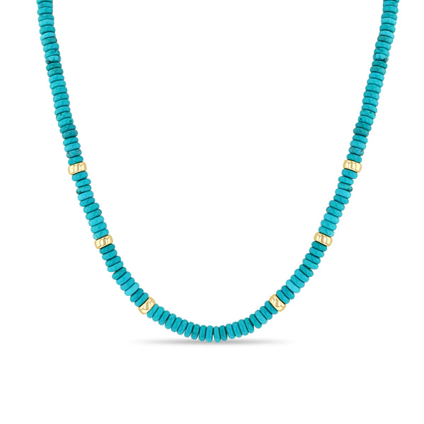 Zoë Chicco 14k Gold & Turquoise Rondelle Bead Necklace