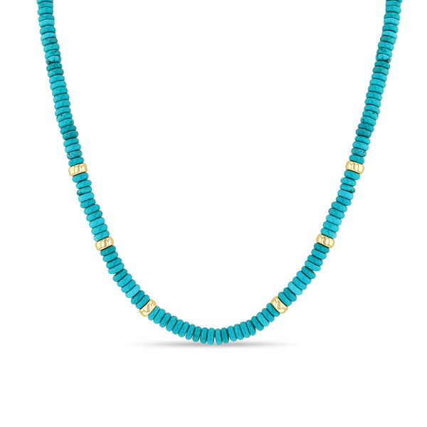 Zoë Chicco 14k Gold & Turquoise Rondelle Bead Necklace – ZOË CHICCO