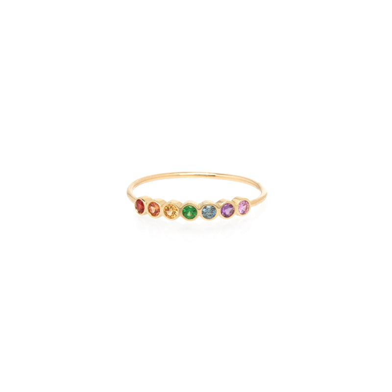 Zoë Chicco 14kt Gold Colorful 7 Rainbow Sapphires Ring