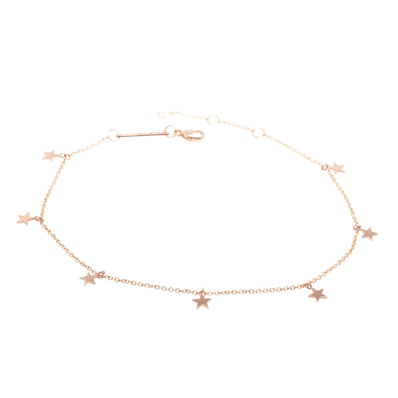Zoë Chicco 14kt Rose Gold Itty Bitty 7 Dangling Stars Anklet