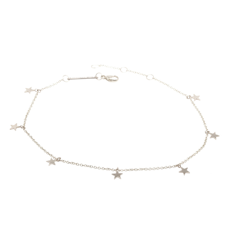 Zoë Chicco 14kt White Gold Itty Bitty 7 Dangling Stars Anklet