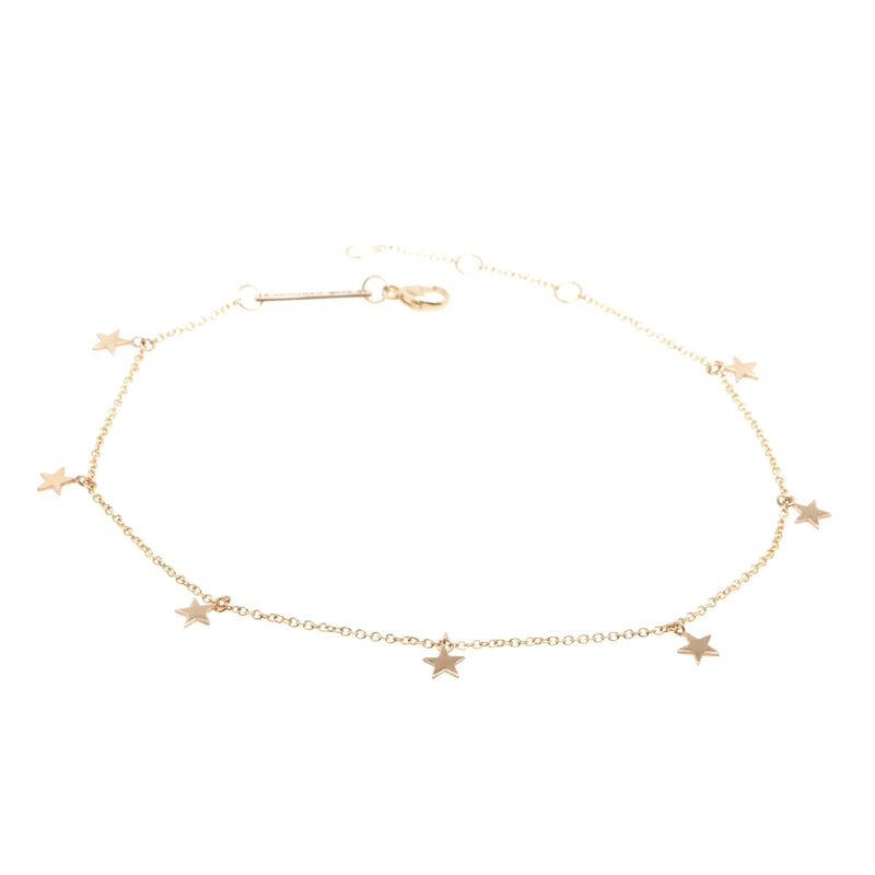 Zoë Chicco 14kt Yellow Gold Itty Bitty 7 Dangling Stars Anklet