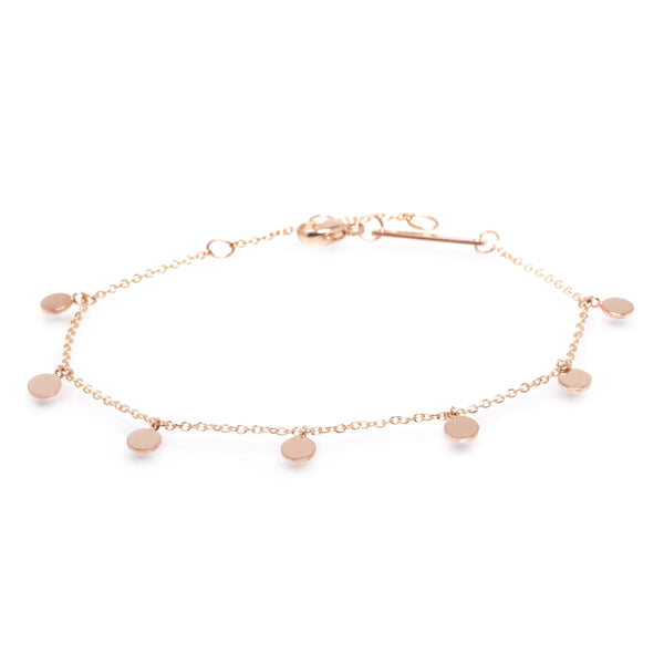 Zoë Chicco 14kt Rose Gold 7 Itty Bitty Round Disc Charm Anklet