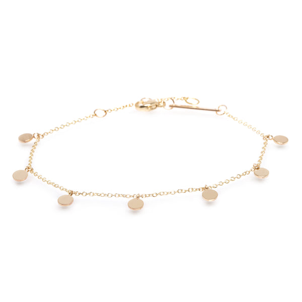 Zoë Chicco 14kt Yellow Gold 7 Itty Bitty Round Disc Charm Anklet