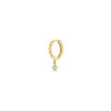 Zoë Chicco 14k Gold Beaded Hinge Huggie Hoop with Dangling Diamond