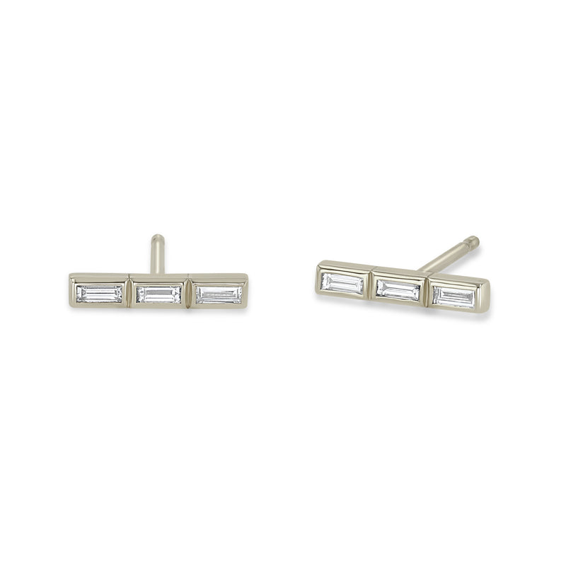 Zoë Chicco 14k Gold Channel Set Baguette Diamond Bar Earrings