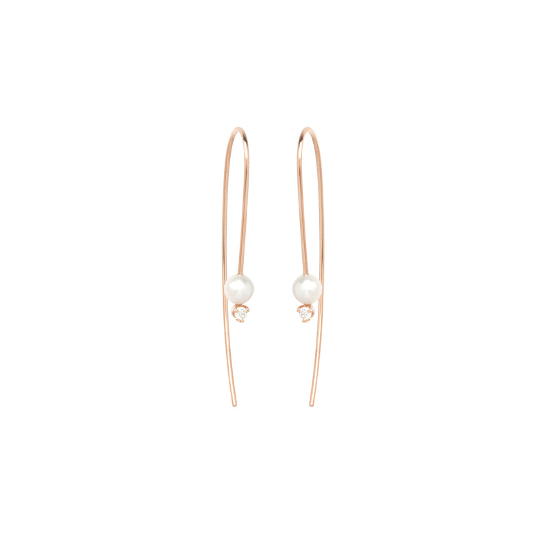 Zoë Chicco 14kt Gold Pearl and Diamond Wire Threader Earrings