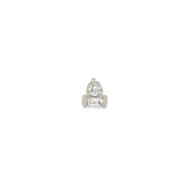 Zoë Chicco 14k White Gold Baguette & Prong Diamond Stacked Stud Earring