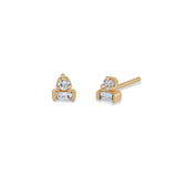 Zoë Chicco 14k Rose Gold Baguette & Prong Diamond Stacked Stud Earrings