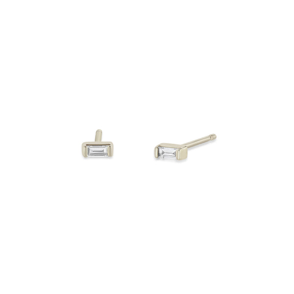 14k Small Baguette Diamond Studs - SALE