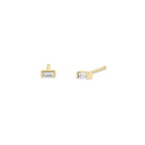 Zoë Chicco 14k Gold Small Baguette Diamond Stud Earrings