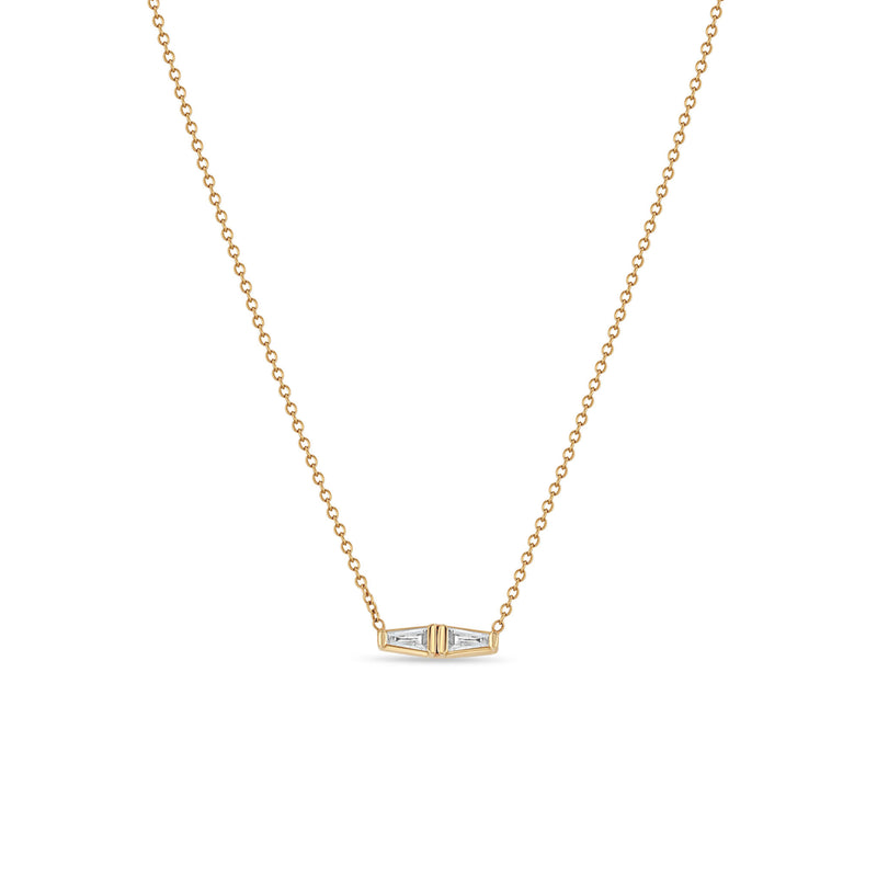 Zoë Chicco 14k Gold Double Tapered Baguette Diamond Necklace