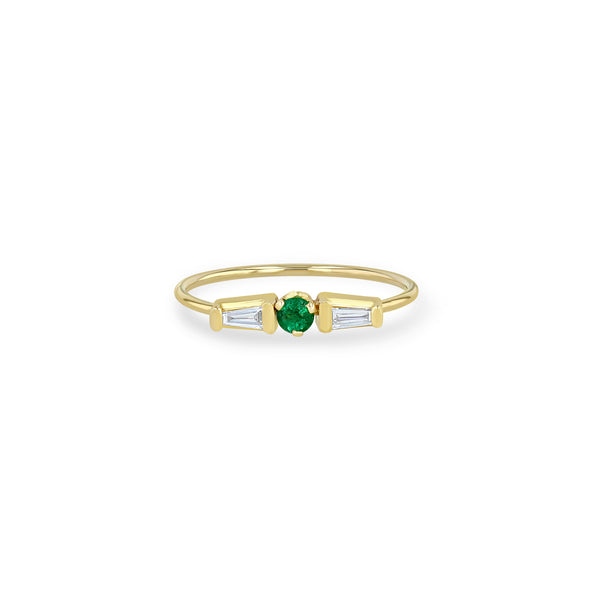 Zoë Chicco 14k Gold Emerald & Tapered Baguette Diamond Three Stone Ring