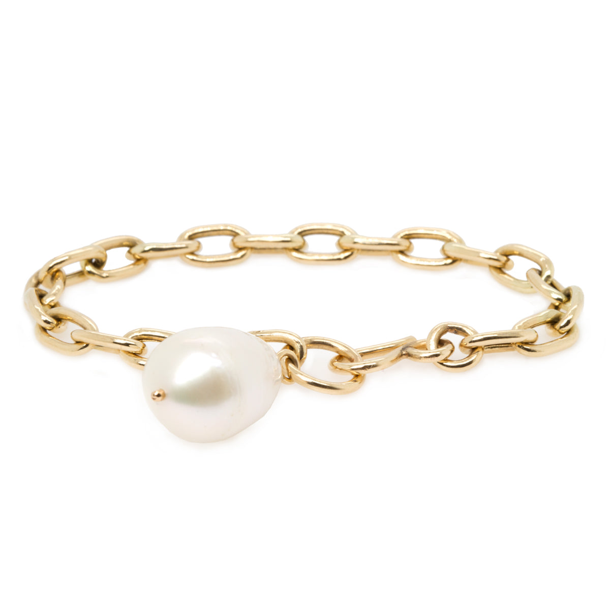 14kt Gold Extra Large Oval Link Baroque Pearl Dangle Bracelet – ZOË CHICCO