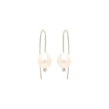 14k Baroque Pearl & Prong Diamond Wire Earrings