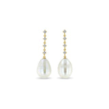 Zoë Chicco 14k Gold Linked Prong Diamond & Baroque Pearl Drop Earrings