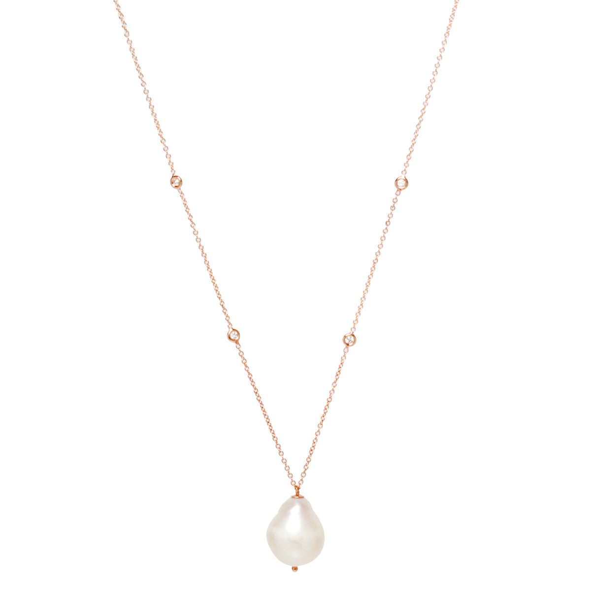 Zoe Chicco 14kt Gold Baroque Pearl and Floating Diamond Necklace – ZOË ...