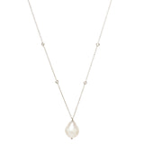 14k Baroque Pearl & Floating Diamond Stations Necklace