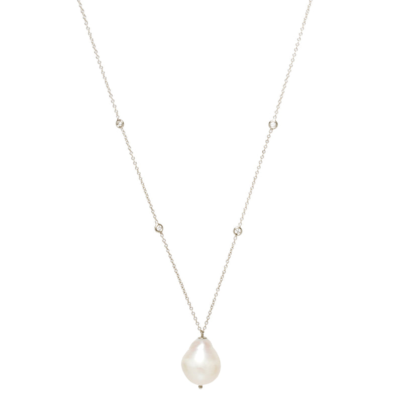 Zoe Chicco 14kt Gold Baroque Pearl and Floating Diamond Necklace – ZOË ...