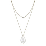 14k Floating Diamond & Large Baroque Pearl Layered Necklace