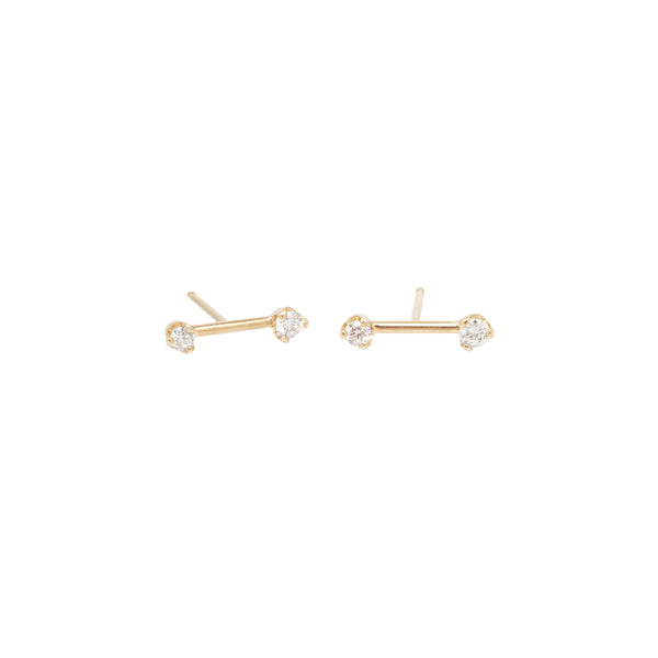 Zoë Chicco 14kt Gold Prong Diamond Barbell Stud Earrings