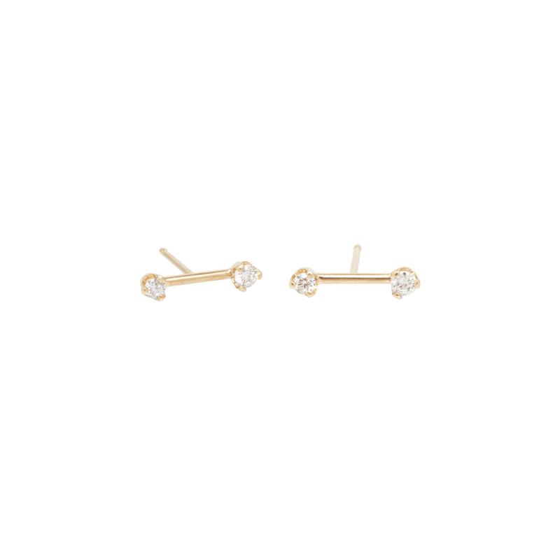 Zoë Chicco 14k Gold Prong Diamond Barbell Stud Earrings – ZOË CHICCO